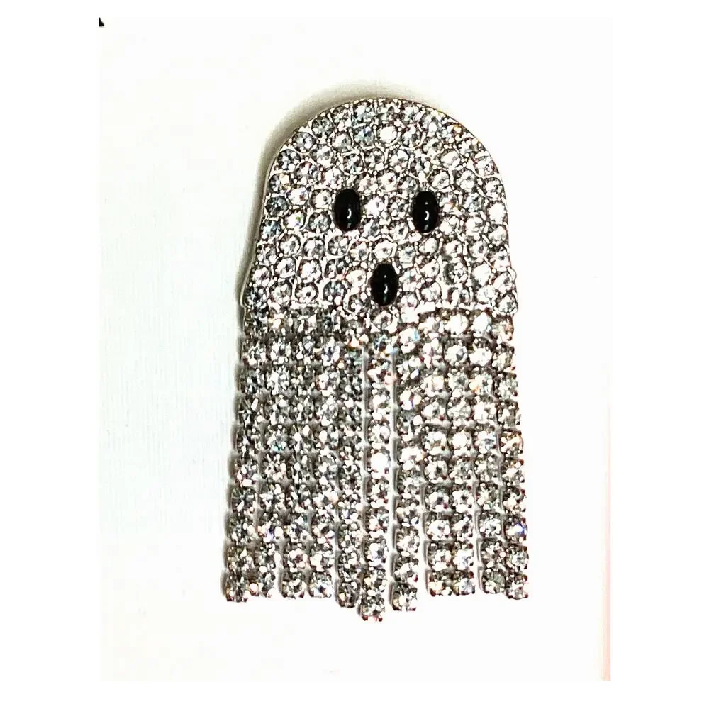 Piper K Ghost Rhinestone Earrings Halloween Dangle Glass‎ Stone Cute Spooky NWT